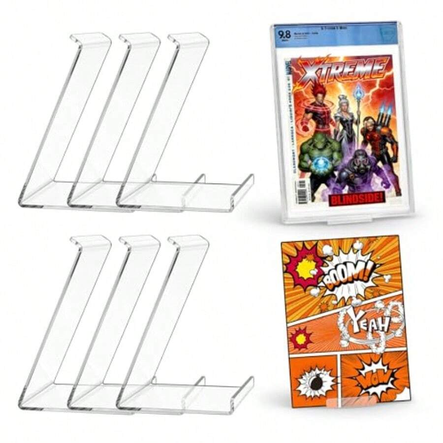 tutata - Soporte de exhibición de cómics acrílico transparente para colecciones graduadas paquete de 6 - Transparente - Ver 1