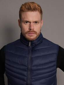 Men's Double-Sided Puffer Vest With Zipper For Winter - Azul Marino - Ver 7
