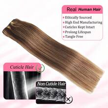 4/27 Bone Straight Clip In Human Hair Extensions Real Human Hair 120g/8pcs Full Head Clip In Hair Extensions For Women - SP4/27 - View 5