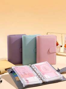 1 Set de Cuaderno Extraíble Serie A6, Cuaderno con Bolsillo con Cremallera Desmontable, Planificador de Anillas A6 con Compartimento para Efectivo, Organizador de Planificador con Bolsillo con Cremallera - Multicolor - Ver 5