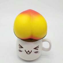 New Squishy Slow Rebound Simulation Fruit Peach, Watermelon, Galaxy Peach PU Foam Toy, Stress Relief - Multicolor - View 10