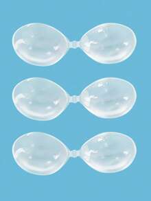 1/2/3pcs Invisible Adhesive Bra Cups, Silicone Nipple Cover Stickers, Backless Bra Lift Tape For Wedding Dress - Clear - View 17