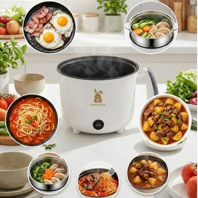 SOKANY 多功能电饭煲，学生电饭煲，宿舍迷你电饭煲，多功能一体锅，火锅，2档火力，煎/煮/炖/煮，适合1-3人使用，不粘内胆，易于清洁，省时省力，双温控，干烧保护，自动断电