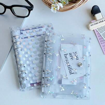 1/10 PCS A6 Transparent Portable Folder, Designed With Single/Double Buttons For Hand Books, Stamp Books, Stickers, Sticker Backing, Stamp Albums, Pocket Books, 3D Stickers, Sticker Books