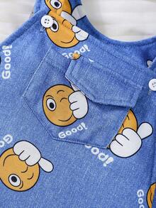 Bộ áo liền quần họa tiết hoạt hình cho bé trai Summer Infant, áo liền thân thoải mái cho kỳ nghỉ kèm mũ. - Xanh đậm - Xem 4