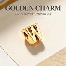 Gold Letter Pendant Beads, A-Z Initial, DIY Bracelet Jewelry Making - Silver - View 5