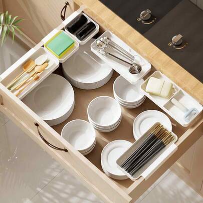 Hanging Storage Boxes For Drawers Suitable For Drawers , Designed For Organizing Small Items On The Desktop, Such As Stationery, Chopsticks, Spoons, Forks, Knives, And Cosmetics ,Divider Hanging Organizers Back To School Travel Essentials Room Decor, Home Decor, Bedroom Decor Storage Organization
