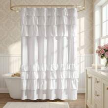 1 chiếc rèm tắm xếp tầng bồng bềnh - Màu trơn, trang trí phòng tắm - 72x72 inch - Phụ kiện trang trí nhà cửa - Nhiều màu - Xem 1