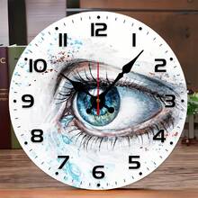 2D Flat, Watercolor Eye Artwork - Single 10inch Round Silent Wall Clock, European And American Style - Battery Not Included, Silent Clock, Perfect For Enhancing Your Study Or Living Room, An Excellent Gift For Friends, Family, Etc,Teacher,Valentines Gift,Graduation,Mother Giftsr,Room Deocr,Wall Deoc,Home Essentials - 1 PC / Multicolor / 10in / 25cm - View 4