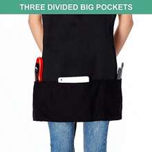 Jubatus 2 Pack 3 Pockets 100% Cotton Adjustable Bib Apron Chef Kitchen Cooking Aprons For Women Men, White - Black-polyester - View 2