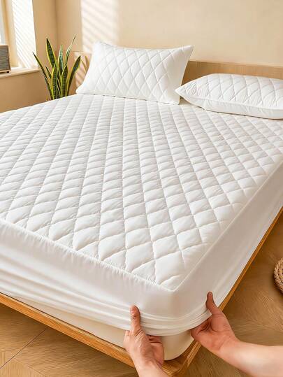 1 pièce Drap-housse résistant à l'eau, couleur unie (à l'exclusion des taies d'oreiller et des oreillers), linge de lit, choix de couleurs multiples, matelas doux et confortable, protège-matelas hypoallergénique, fabriqué dans un tissu moderne et minimaliste, pour lit simple, double, king et queen, lavable en machine, protection anti-poussière, décoration de chambre à coucher, couvre-lit