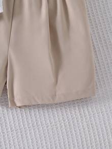 Left Mama Girls Casual Jacquard Vest & Shorts Set, Versatile Daily Wear For Summer - White - View 7