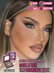 MISSLYN 1pc Look At Her Blush Powder,Dual-Color Bronzing Blush, Highly Pigmented Long-Lasting Non-Fading Lightweight Blush Powder,Natural Glow Face Makeup For Daily Wear,Party & Y2K Looks,Valentine's Day Gift,Vegan & Cruelty-Free - #3 Wild Spirit - View 12