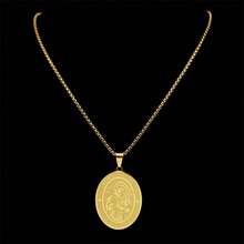 Jesus St. Saint Anthony Pray Us Pendant Necklace For Women Men Stainless Steel Gold Color Religion Medallion Chain Jewelry - Necklace - View 6