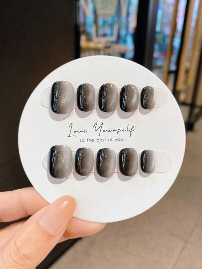 10片手工制作美甲贴片，情人节礼物，春夏美甲，圆形美甲，春季美甲，按压式美甲，短款按压式美甲，假指甲，短款美甲，亚克力按压式美甲，手工按压式美甲，可拆卸可重复使用