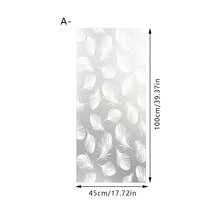 1/4pcs Decorative Plant Pearl Frosted Window Stickers. Elegant White Floral Leaf Vine And Feather Pattern. Static Cling Stickers. Waterproof PVC Material. Suitable For Bathroom, Powder Room, Bedroom And Living Room. - Multicolor - View 16