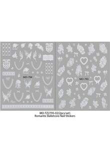 Bộ 2 miếng dán móng tay ren trắng tinh khôi phong cách ballet lãng mạn, hình bướm, hoa hồng và trái tim kiểu Pháp, thích hợp cho đám cưới, hẹn hò, tiệc trà chiều, nghệ thuật vẽ móng DIY mùa xuân/hè, quà tặng ngày lễ, DIY, phong cách Y2K. - Nhiều màu - Xem 9