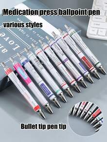 10 chiếc bút bi màu trung tính, nhiều kiểu dáng, viết trơn tru, quà tặng cho y tá và dược sĩ, bút bi bấm tiện dụng, quà tặng Ngày Y tá. - Nhiều màu - Xem 2