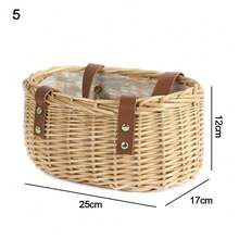 Cesta tejida de mimbre de sauce, almacenamiento de media luna de mimbre con asa, cesta pequeña resistente para flores, contenedor de Picnic - Estilo 2 - Ver 11