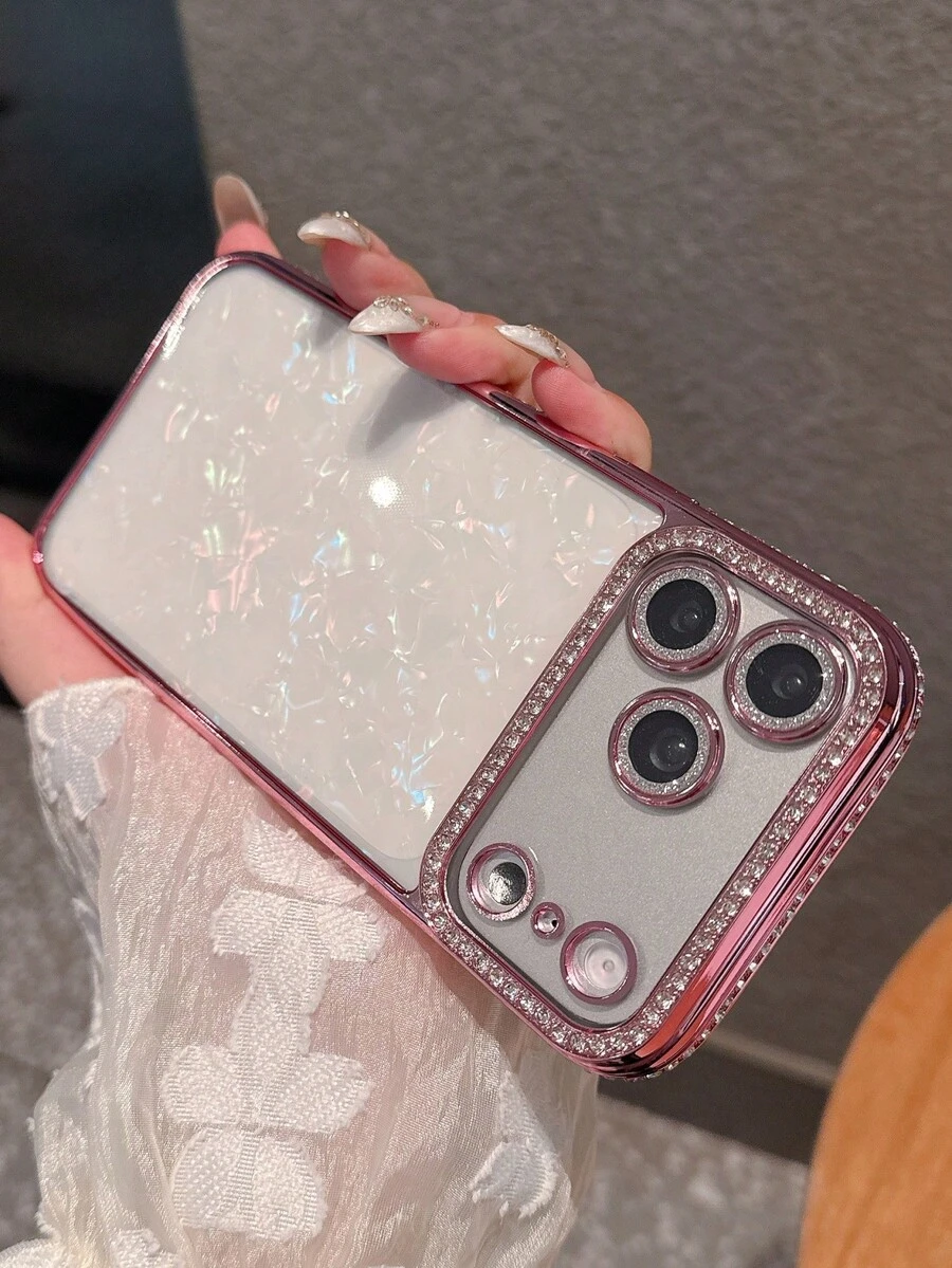 奢华激光切割图案透明水钻镜头防震手机壳，兼容 17 Pro Max、17 Pro、17、17 Air、16 Pro Max、16 Pro、16 Plus、15 Pro Max、15 Pro、14 Pro、14 Pro Max、16、15、14、13、12、11，镜头保护后盖