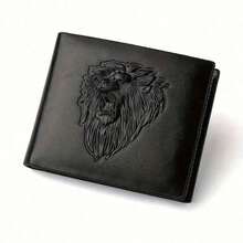 Men's Business Wallet 1PC Black PU Leather 3D Embossed Lion Slim Three-Fold Wallet Functional Design Gift For Men Wallet Purse Leather - Black - View 9