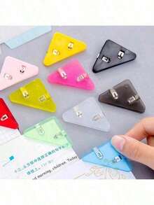 3pcs Multifunctional Creative Right Angle Triangle Corner Clip, Office Stationery Bookclip, Test Paper Anti-Roll Clip, File Memo Clip Edge Corner Clip, Storage Data Ticket Clip (Random Color) School Supplies, Back To SchoolValentine's Day Gift For Her Q02OValentine's Day Gift For Her - Multicolored - View 1