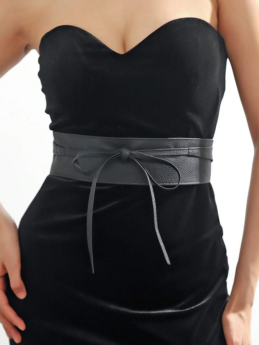 Plus-Size Coffee-Colored Lace-Up Waist Belt - Coffee Brown - View 1