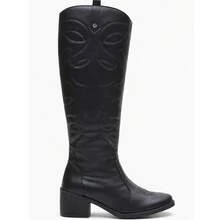 Women's Off-White Knee-High Boots, Rodeo Style, Boots With Embroidery, Casual Style - 黑色 - 查看 15