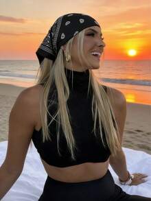 1 chiếc khăn vuông nhỏ in họa tiết Paisley cổ điển dành cho nữ, băng đô, dây buộc tóc trang trí, khăn bandana - Nhiều màu - Xem 8