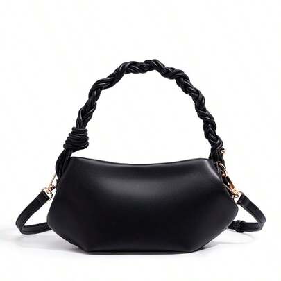 2026新款欧美饺子造型六边形编织单肩斜挎包，女士款