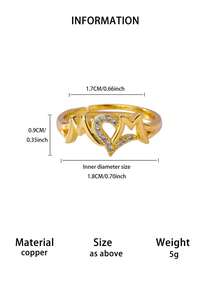 Hollow Heart Letter Mom Ring,Zirconia Rhinestone Butterfly Ring, Mother's Day Jewelry Gift For Mama Mom Mother From Son Or Daughter - 1 - View 13