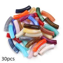 30pcs Tie Dye Acrylic Curved Tube Beads Mix, Fashion Jewelry Making DIY Beads, Spacer Beads For Women Necklace Bracelet Craft Decoration Accessories - Bent Tube - View 15