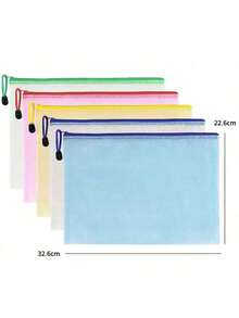 20pcs, 5 Colors, Waterproof A4 Zipper Mesh File Bags, Test Paper Document Storage Bags, Suitable For Travel, School, Board Meetings And Office Supplies, School Supplies - Multicolor - View 3
