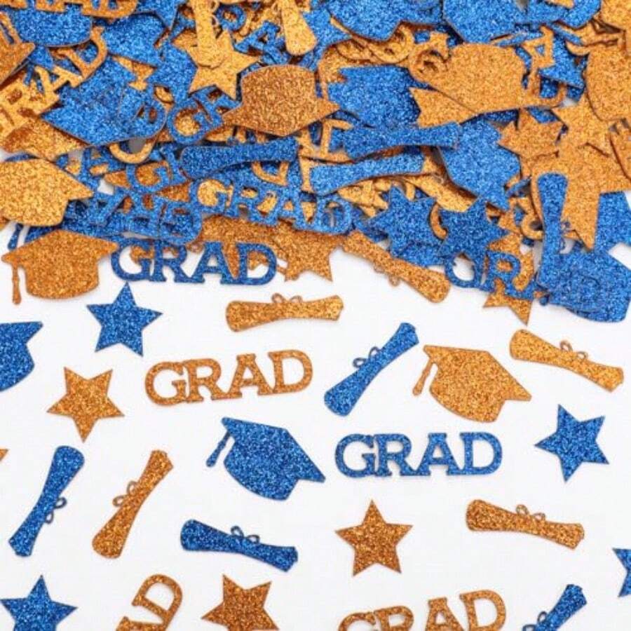 Graduation Confetti 2026 200Pcs Congrats Grad Orange And Blue ...