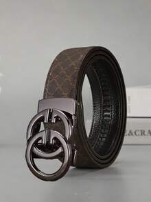 1pc Men's Letter Alloy Automatic Buckle Belt, Unique And Diverse Design, Suitable For High-End Business Occasions, Great For Daily Wear, Office Use, And Holiday Gifts - Multicolor - View 5