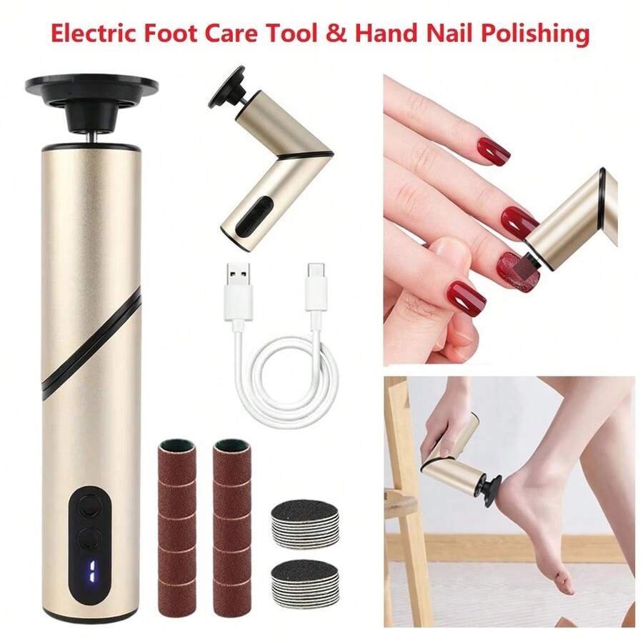 Máy mài và đánh bóng móng chân điện 2 trong 1, dụng cụ chăm sóc chân 9 tốc độ, pin 1800mAh.