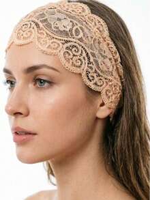 1pc Paisley Pattern Bohemian Polyester (Polyester) Breathable Lace Headband, Versatile Summer Head Wrap, Thin Forehead Band, All Season - Multicolor - View 4