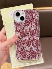 1pc 1pc Romantic Lace Pattern Soft Transparent Airbag Phone Case, Compatible With IPhone 11/12/13/14/15/16 Pro Max Iphone 17 Pro Max Case - 彩色 - 查看 7