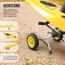 Kayak Cart Canoe Dolly Fishing Kayak Accessories Carrier Foldable Paddle Board Trolley Boat Trailer Transport With NO-Flat Airless Tires Wheels And 2 Ratchet Straps - Kickstands- "∩"shape - View 5