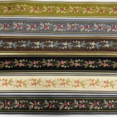 1/5 Yards ruy băng hoa văn Jacquard 4.5cm để trang trí - Phụ kiện may vá cho quần áo, túi xách, dây đeo ba lô, móc khóa, dây đeo điện thoại và các sản phẩm thủ công bằng vải - Vật tư và phụ kiện may mặc | Ruy băng hoa văn rực rỡ | Thích hợp cho người mới bắt đầu may vá