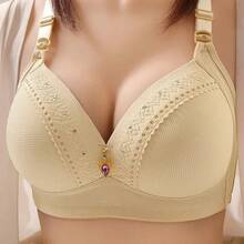 Gathered Side Lifting Underwear Breasts Brassiere Large Size Bra Full Cup Underwear Brassiere No Steel Ring  Bra - AAPurple - Xem 11