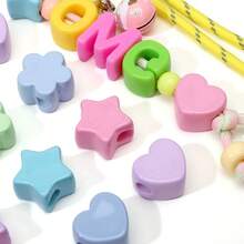 5/10 piezas Cuentas de corazón de acrílico de colores primaverales minimalistas DIY para encantos de teléfono, llaveros, accesorios de joyería, regalo festivo - Cuentas de acrílico con agujeros grandes de estilo simple y color primaveral. - Ver 2