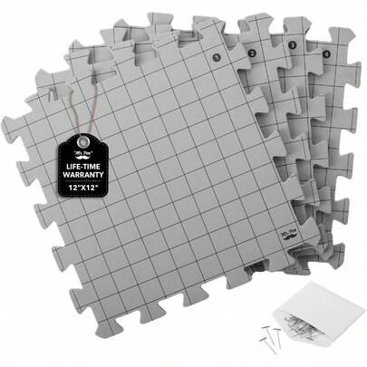 Mr. Pen- Interlocking Blocking Mats, 12"X12", 4 Pack, Blocking Mats Knitting & Crochet Projects With 50-Pins, Knitting Blocking Mats And Pins, Crochet Blocking Board Crocheting