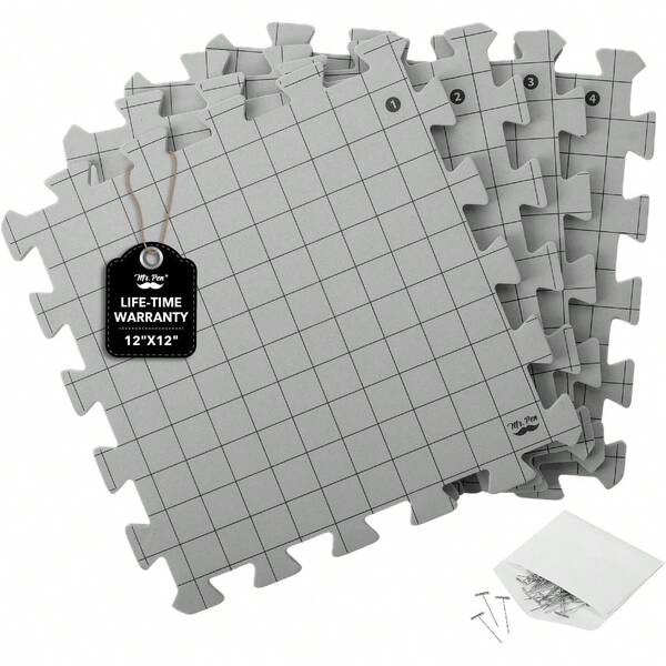 Mr. Pen- Interlocking Blocking Mats, 12"X12", 4 Pack, Blocking Mats Knitting & Crochet Projects With 50-Pins, Knitting Blocking Mats And Pins, Crochet Blocking Board Crocheting