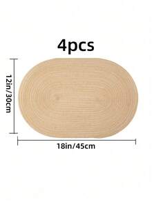 Bộ 1/4/6 tấm lót bàn hình bầu dục dệt, kích thước 12x18 inch, thảm trải bàn hình bầu dục, khăn trải bàn màu đỏ/trắng, thảm trải bàn dệt tự nhiên chịu nhiệt, thích hợp cho các buổi họp mặt gia đình, đám cưới, tiệc tùng (màu kaki) - Màu Khaki - Xem 8