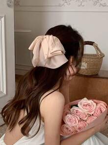 1 chiếc kẹp tóc nơ satin, kiểu dáng thanh lịch như váy ba lê, có đuôi ruy băng dành cho nữ. - Nhiều màu - Xem 3