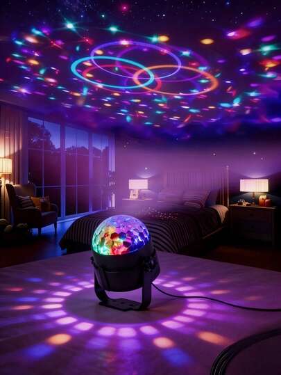USB Powered Magic Ball Projection Lamp, Multiple Neon Light Effects, Suitable For Indoor Holidays Like Christmas, Halloween, Easter, Thanksgiving, Eid, Parties, Weddings, Game Rooms, Bedrooms, KTV, Disco Halls, Family Gatherings And DJ Parties. (Remote Control Not Included)