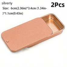 2/6pcs, Size: 2.36X1.34X0.43 Inches, Sliding Lid Metal Tin Box, Metal Box With Lid Small Item Storage Box, Such As Earrings, Jewelry Crafts, Etc. - Multicolor - View 16