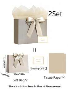 Bộ 4 túi quà tặng, bao gồm 1 túi quà, 1 giấy mỏng, 1 thiệp có ruy băng, túi mua sắm, túi đựng quà có quai xách, túi giấy có quai xách trang trí nơ, thích hợp cho tiệc cưới của bé gái, Giáng sinh, Lễ Tạ ơn, Năm mới, đám cưới, quà sinh nhật, tiệc phù dâu/bạn gái ngày Valentine và các dịp khác. - Nhiều màu - Xem 16