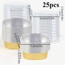 100/50/25/10/5pcs Oval/Semi-Circular Semi Ripe Cheese Molds With Lids, Suitable For Baking Pudding, Cakes, Snacks, Desserts, Caramel Pudding, Cupcakes, Pies, Caramel Pudding, Pancakes, Cupcakes, Etc. Mini Pudding Cups, Suitable For Parties, Weddings, Birthdays And Other Occasions. Half Circular Box Baking Packaging Box, Kitchen Baking Tools, Kitchen Supplies - Multicolor - View 14